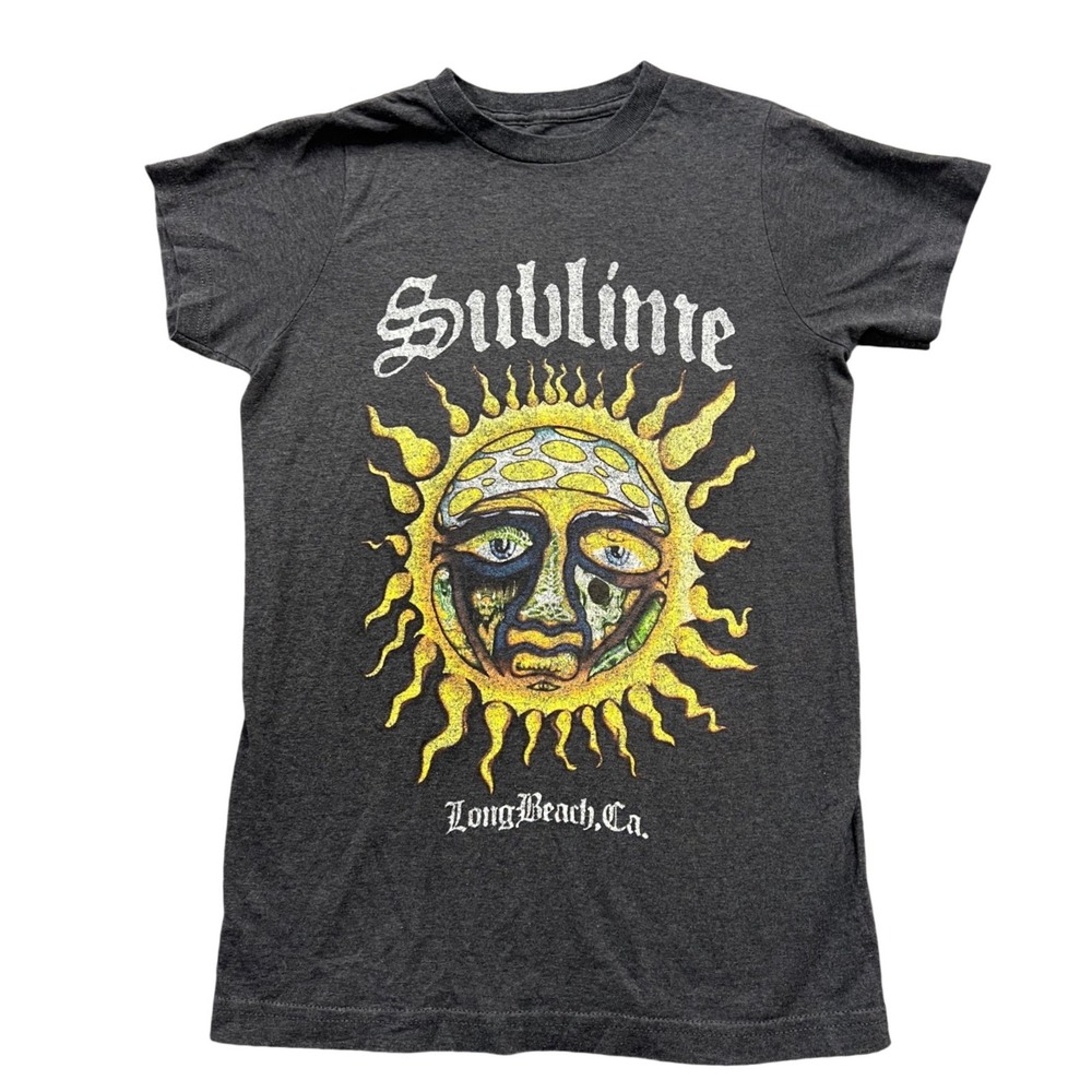 Sublime Graphic T-Shirt Womens Small Charcoal Grey‎ Sun Long Beach Band Tee Rock
